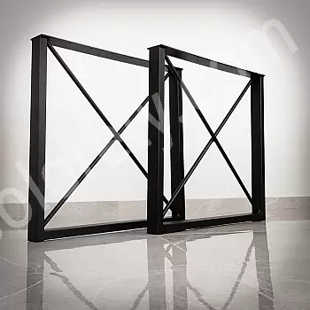 X-type rectangular shape table legs, set of 2, height 72 cm, width 75 cm, set of 2 pieces, black color
