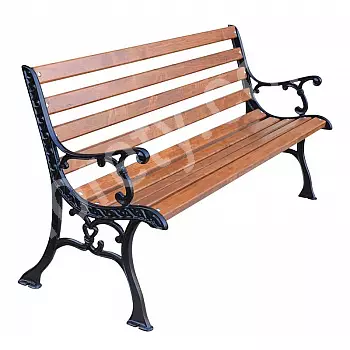 Banc de parc en fonte, longueur 150 cm, planches d&amp;amp;#039;aulne pour l&amp;amp;#039;assise et le dossier, poids 35 kg