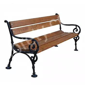 Trädgårdsbänk i metall Wien, gjutjärn, albrädor, längd 150 cm, vikt 39 kg