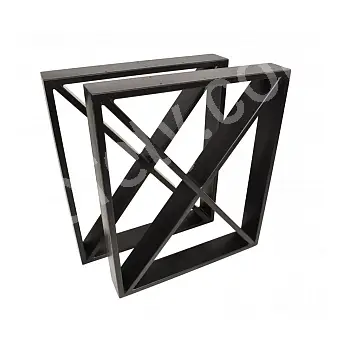 Picior de masă metalic robust în formă de X cu cadru în jur, din oțel, înălțime 72 cm, lățime 60 cm, culori negru sau alb, set 2 buc.