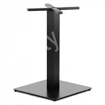 Base de table centrale lourde en acier, hauteur 73 cm, colonne rectangulaire, dimensions de la base 55x55 cm, poids 19 kg, couleur noire