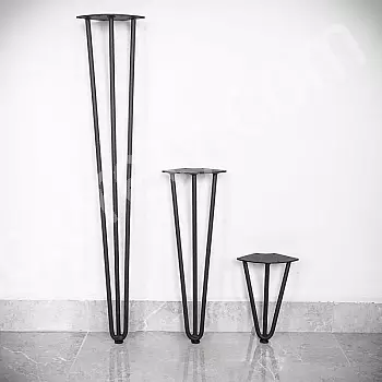 Metal table legs Hairpin 3 rods with feet (20, 40, 73 cm) - 4 legs set
