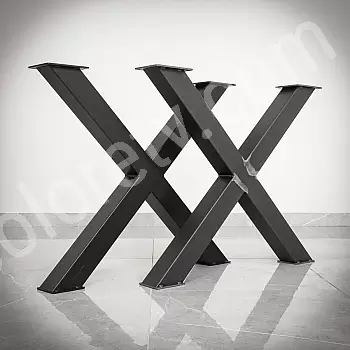 Gambe da tavolo in acciaio dall'aspetto massiccio a forma di X, altezza 71 cm, larghezza totale 82 cm, set di 2 pz.