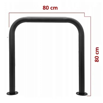 Aparcament per a bicicletes d'exterior de metall, d'acer, color negre, dimensions 80x80 cm