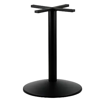 Base de table centrale en métal, hauteur 72 cm, avec grande plaque de base inférieure de diamètre 53,5 cm, couleur noire