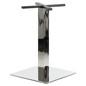 Base de table en acier inoxydable poli, hauteur 72,5 cm, base inférieure 50x50 cm
