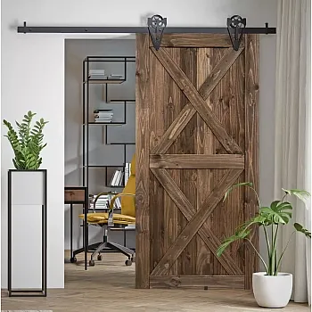 Sistema scorrevole in acciaio per porte in legno monofacciali con peso fino a 130 kg, fissato a muro