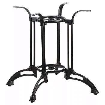 Base de taula gran de ferro colat amb 4 potes, color negre, alçada 72 cm, adequada per a sobres de taula de 100x100 cm, pes 21,5 kg