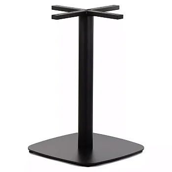 Base centrale per tavolo in acciaio, altezza 73 cm, dimensioni piastra inferiore 50x50 cm, colore nero, peso 16,5 kg