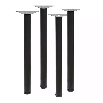 Ronde metalen tafelpoten, standaardhoogte, hoogte 72,5 cm, kleur grafiet, zwart of aluminium, set van 4 stuks.
