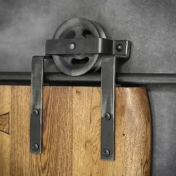 Sistema de puertas correderas metálicas de acero y puertas de madera de hierro fundido, peso hasta 90 kg, color acero, montaje mural