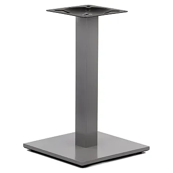 Perna de mesa central em aço, base quadrada, cor cinza alumínio, base 45x45 cm, altura 72 cm