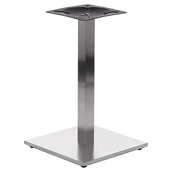 Osrednja mizna noga iz nerjavečega jekla, višina 71,5 cm, osnovna plošča velikosti 45x45 cm, pravokotni osrednji steber 6x6 cm