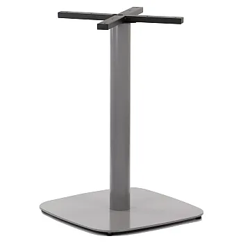 Pata de mesa central de metal, color gris, dimensiones base 50x50 cm, altura 73 cm, peso aproximado 16 kg