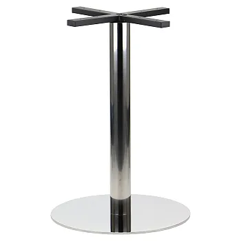 Base central de taula d'acer inoxidable, polit, alçada 72,5 cm, diàmetre del peu de la base 49,5 cm