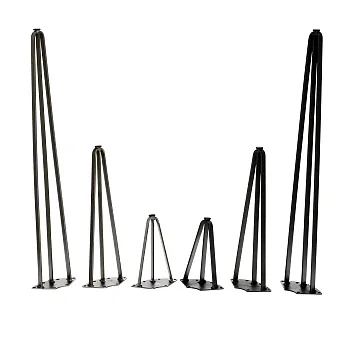 Decoratieve metalen meubel tafelpoten gemaakt van 3 stalen platte staven, kleur zwart of met staal effect, hoogte 20, 40 of 73 cm, set van 4 poten