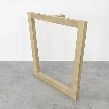 Raw oak table legs for tables, trapezoidal shape, height 71 cm, max width 78.5 cm, set of 2 pcs