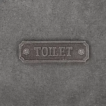 Comhartha faisnéiseach dronuilleogach déanta as iarann teilgthe le téacs &amp;amp;quot;Toilet&amp;amp;quot;, toisí 3.2x11.5 cm, sraith de 10 bpíosa