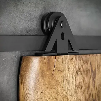 Sistema de puerta corredera para puertas de madera, peso hasta 130 kg, longitud 2 metros, color negro, montado en la pared