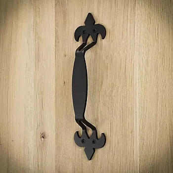 Schiebetür Metall Pull aus Stol, schwaarz Faarf, Set vu 4 Stéck, Héicht 27,5 cm, Gewiicht 250 Gramm
