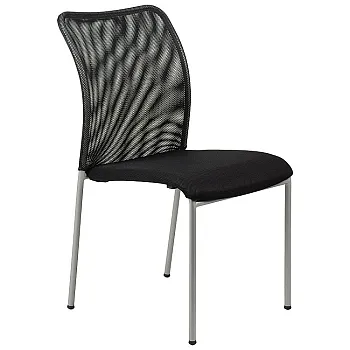 Chaise de conférence de couleur noire avec cadre en chrome, dossier en maille respirante et siège rembourré, ensemble de 14 chaises