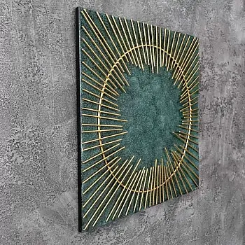 Arte de parede metálica abstrata 3D, imagem &amp;amp;quot;O Sol&amp;amp;quot;, tamanho 60x60cm