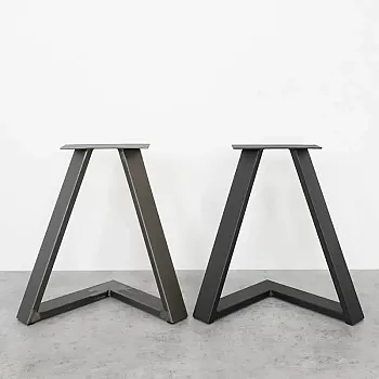 3D metallbordsben av stål, höjd 45 cm, total bredd 46 cm, svart färg eller med ståleffekt, set om 2 st.