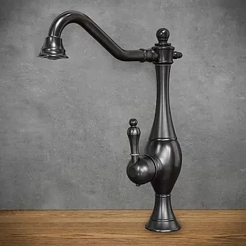 Siyah pirinç lavabo bataryası, yükseklik 36 cm, ağız uzunluğu 22,5 cm