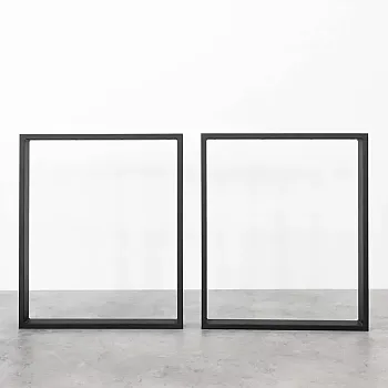 Kvadratne metalne noge za stol Square-Light, crne boje, dimenzija 60x71 cm, set od 2 kom.