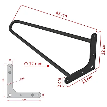 Pernas elegantes tipo hairpin para mesa de centro feitas com duas varas de aço de 12 mm de diâmetro, altura 43 cm, conjunto de 4 pernas, cores disponíveis preto, branco, cinzento, dourado