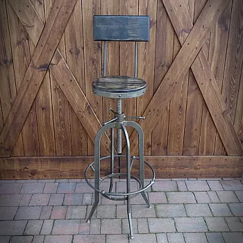 Western style barstol, justerbar højde 85-107cm, materiale træ-stål, sæt med 2 stk.