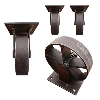 Stål dekorative møbelhjul med diameter 11.5 cm, total højde 13 cm, sæt med 4 hjul