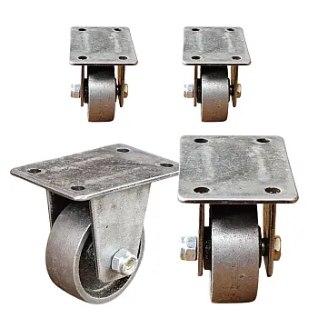 Ruedas decorativas para muebles de acero, color gris, altura 65 mm (4 uds.)