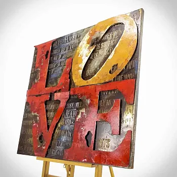 Décoration murale en métal 3D, image en métal « Amour industriel : affections texturées », dimensions 85 x 85 cm, poids 10 kg