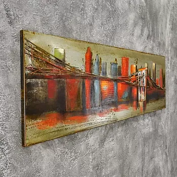 3D metal wall artwork, wall decor Brooklyn Bridge, dimensions 180x56 cm