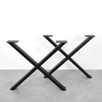 Tugev, stiilne ja minimalistlik X-kujuline metallist lauajalg terasest, musta värvi, kõrgus 71 cm, laius 82 cm, komplektis 2 tk