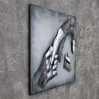 Arte em metal 3D, decoração de parede &amp;amp;quot;Duas mãos&amp;amp;quot;, dimensões 60x60cm