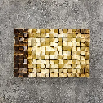 Arte in metallo 3D, mosaico dorato 2, 110x70 cm