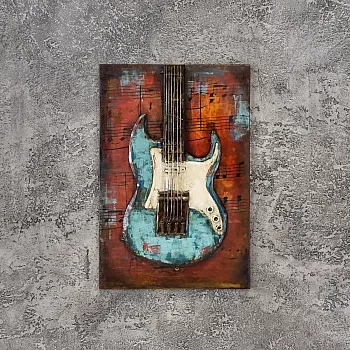 3D metalen muurdecoratie, afbeelding &amp;amp;quot;Elektrische gitaar&amp;amp;quot;, hoogte 60 cm, met 40 cm