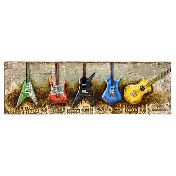 3D металлическая картина &amp;amp;quot;Пять гитар&amp;amp;quot;, размеры 56х180см, вес 8,6 кг.