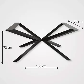 Base de mesa aranha premium para mesas de jantar grandes, altura 72 cm, largura 70 cm, comprimento 136 cm, design elegante com pernas quadradas de 6x6 cm