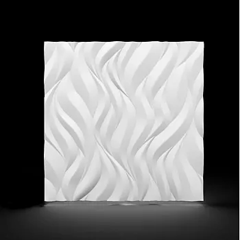 Decorative wall panels width flowing pattern made of polystyrene Warmth, dize 60x60cm, white color, paintable, set of 12 pcs.