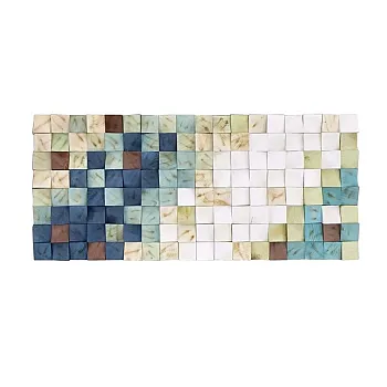 Trä 3D väggkonst, abstrakt mosaik, mått 122 cm x 55 cm
