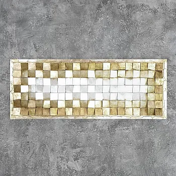3D műalkotás, fém művészet, arany tónusú mozaik, 55x145 cm