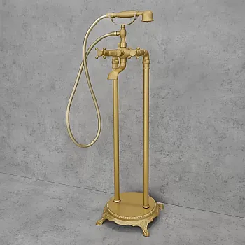 Baterie de baie autoportanta, culoare - auriu, alama antica, inaltime: 101cm