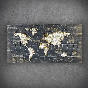 3D metal wall decor, image &amp;quot;World map&amp;quot;, dimensions 120x60cm