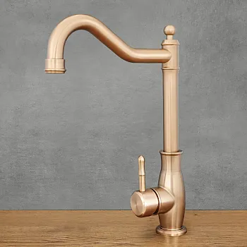 Faucet ciseán níocháin i stíl retro déanta as cruach dhosmálta, dath práis antique, airde 33 cm, fad spout 18 cm, le aerator
