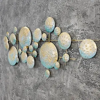 3D-Wandbild aus Metall, Metallbild „Abstrakte Planeten“, Maße 130x50 cm