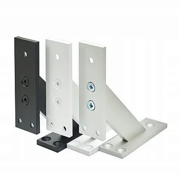 Suportes de prateleira em perfis de alumínio anodizado, diferentes tamanhos 12 cm, 18 cm, 24 cm, cores: alumínio, preto, branco, conjunto de 2 peças