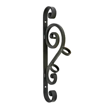 Elegant flag holder made from massive steel bar with hot-forged decorative ends, matt black colour, height 36 cm
